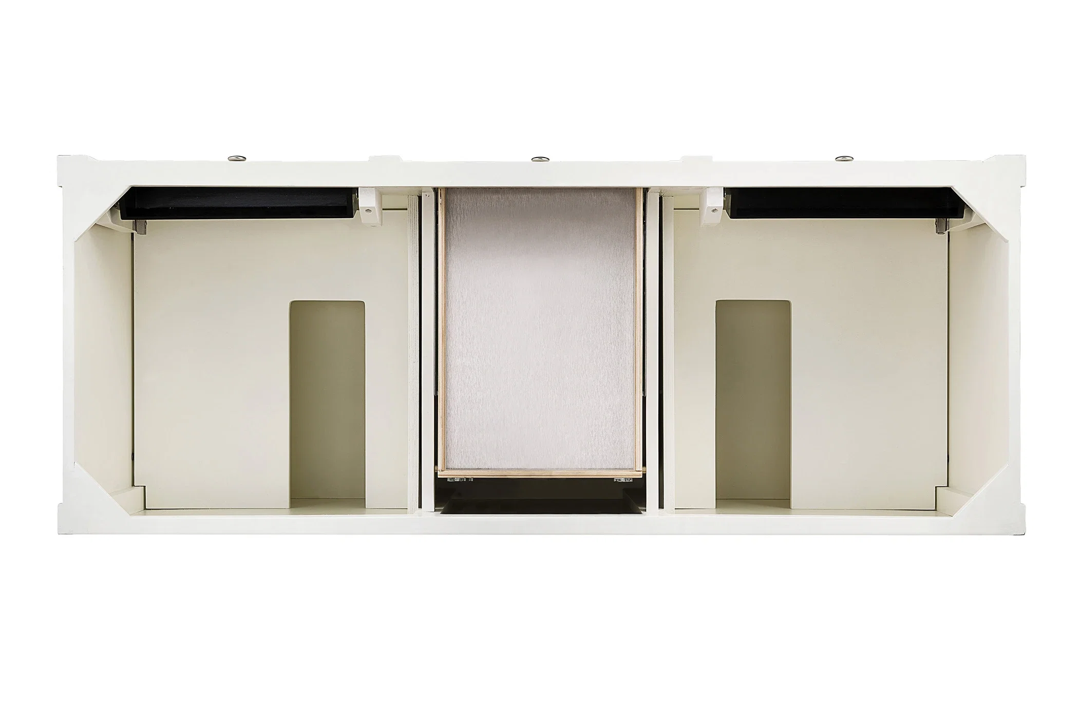 Brittany 60" Double Vanity in Bright White, w/ 3 CM Siberian Silestone Top w/FreePower Wireless Charger