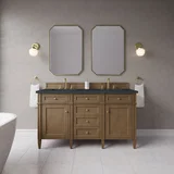 Brittany 60" Double Vanity, Pecan w/ 3 CM Charcoal Soapstone Silestone Top