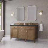 Brittany 60" Double Vanity, Pecan w/ 3 CM Charcoal Soapstone Silestone Top