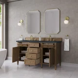 Brittany 60" Double Vanity, Pecan w/ 3 CM Charcoal Soapstone Silestone Top
