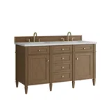 Brittany 60" Double Vanity, Pecan w/ 3 CM Ethereal Noctis Silestone Top