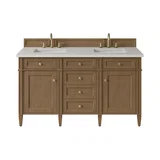 Brittany 60" Double Vanity, Pecan w/ 3 CM Lime Delight Silestone Top