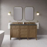 Brittany 60" Double Vanity, Pecan w/ 3 CM Parisien Bleu Silestone Top
