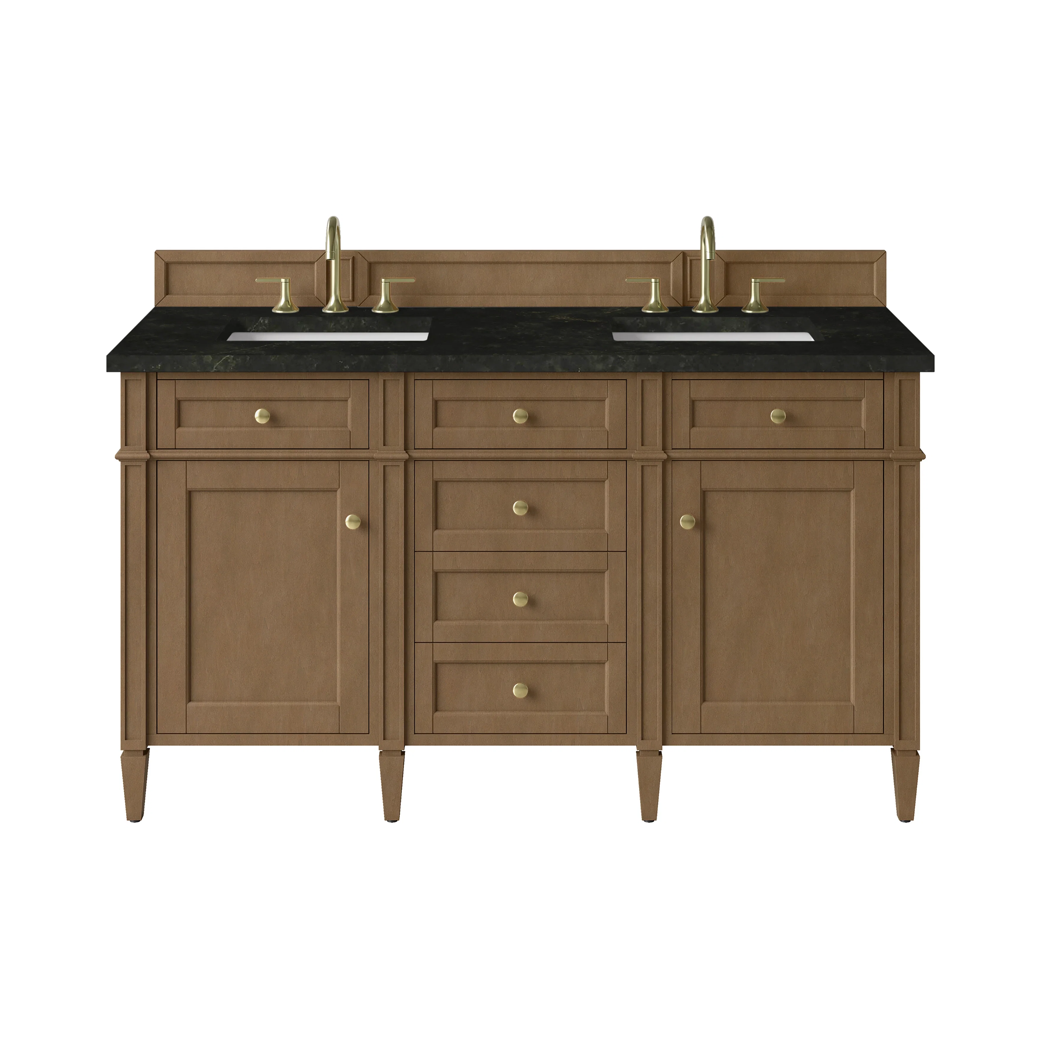 Brittany 60" Double Vanity, Pecan w/ 3 CM Phantome Eclos Top