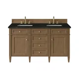 Brittany 60" Double Vanity, Pecan w/ 3 CM Phantome Eclos Top