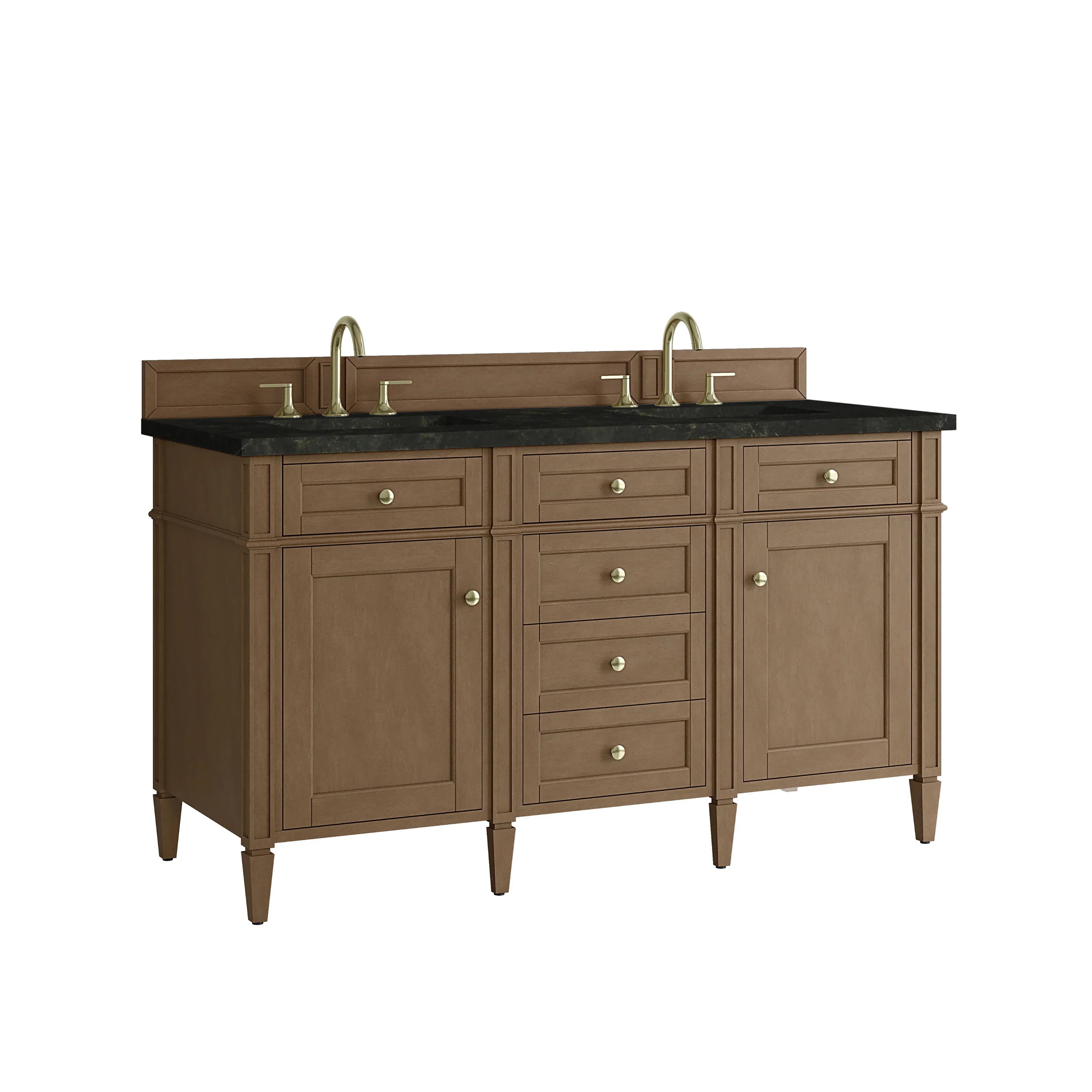 Brittany 60" Double Vanity, Pecan w/ 3 CM Phantome Eclos Top