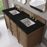 Brittany 60" Double Vanity, Pecan w/ 3 CM Phantome Eclos Top