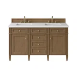 Brittany 60" Double Vanity, Pecan w/ 3 CM White Zeus Silestone Top