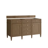 Brittany 60" Double Vanity, Pecan w/ 3 CM White Zeus Silestone Top