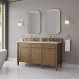 Brittany 60" Double Vanity, Pecan w/ 3 CM White Zeus Silestone Top