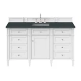 Brittany 60" Single Vanity, Bright White w/ 3 CM Charcoal Soapstone Silestone Top