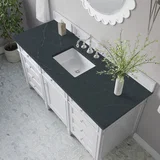 Brittany 60" Single Vanity, Bright White w/ 3 CM Charcoal Soapstone Silestone Top