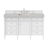 Brittany 60" Single Vanity, Bright White w/ 3 CM Eternal Jasmine Pearl Silestone Top