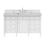 Brittany 60" Single Vanity, Bright White w/ 3 CM Ethereal Noctis Silestone Top