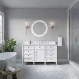 Brittany 60" Single Vanity, Bright White w/ 3 CM Ethereal Noctis Silestone Top