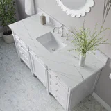 Brittany 60" Single Vanity, Bright White w/ 3 CM Ethereal Noctis Silestone Top