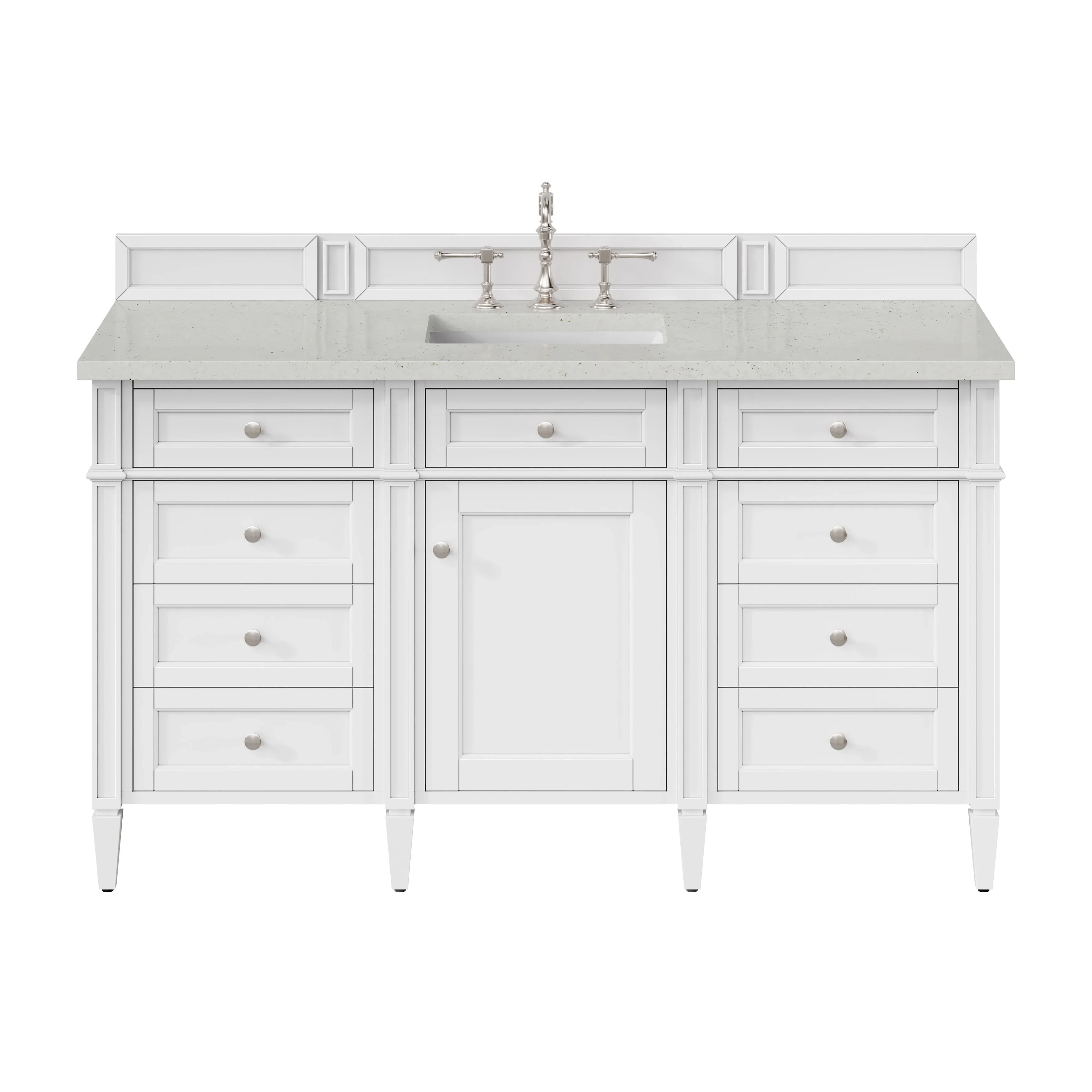 Brittany 60" Single Vanity, Bright White w/ 3 CM Lime Delight Silestone Top