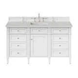 Brittany 60" Single Vanity, Bright White w/ 3 CM Lime Delight Silestone Top