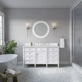 Brittany 60" Single Vanity, Bright White w/ 3 CM Lime Delight Silestone Top