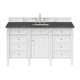 Brittany 60" Single Vanity, Bright White w/ 3 CM Parisien Bleu Silestone Top