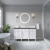 Brittany 60" Single Vanity, Bright White w/ 3 CM Parisien Bleu Silestone Top