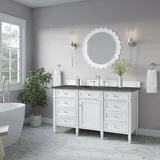Brittany 60" Single Vanity, Bright White w/ 3 CM Parisien Bleu Silestone Top