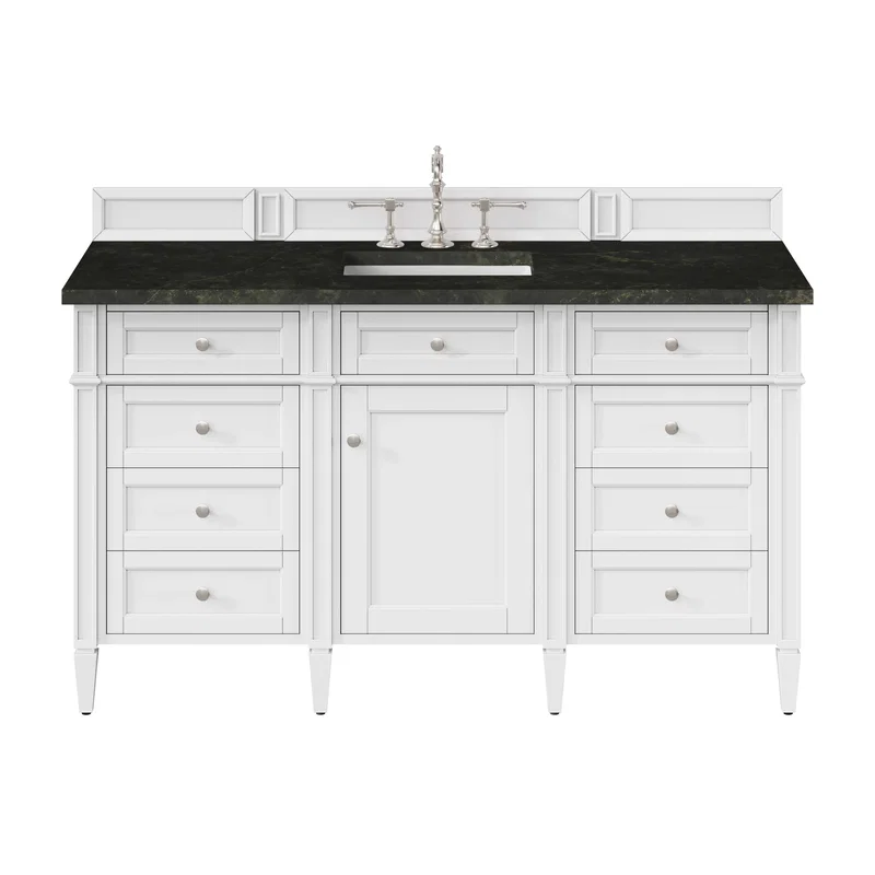 Brittany 60" Single Vanity in Bright White, w/ 3 CM Phantome Eclos Top