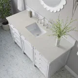 Brittany 60" Single Vanity in Bright White, w/ 3 CM Siberian Silestone Top