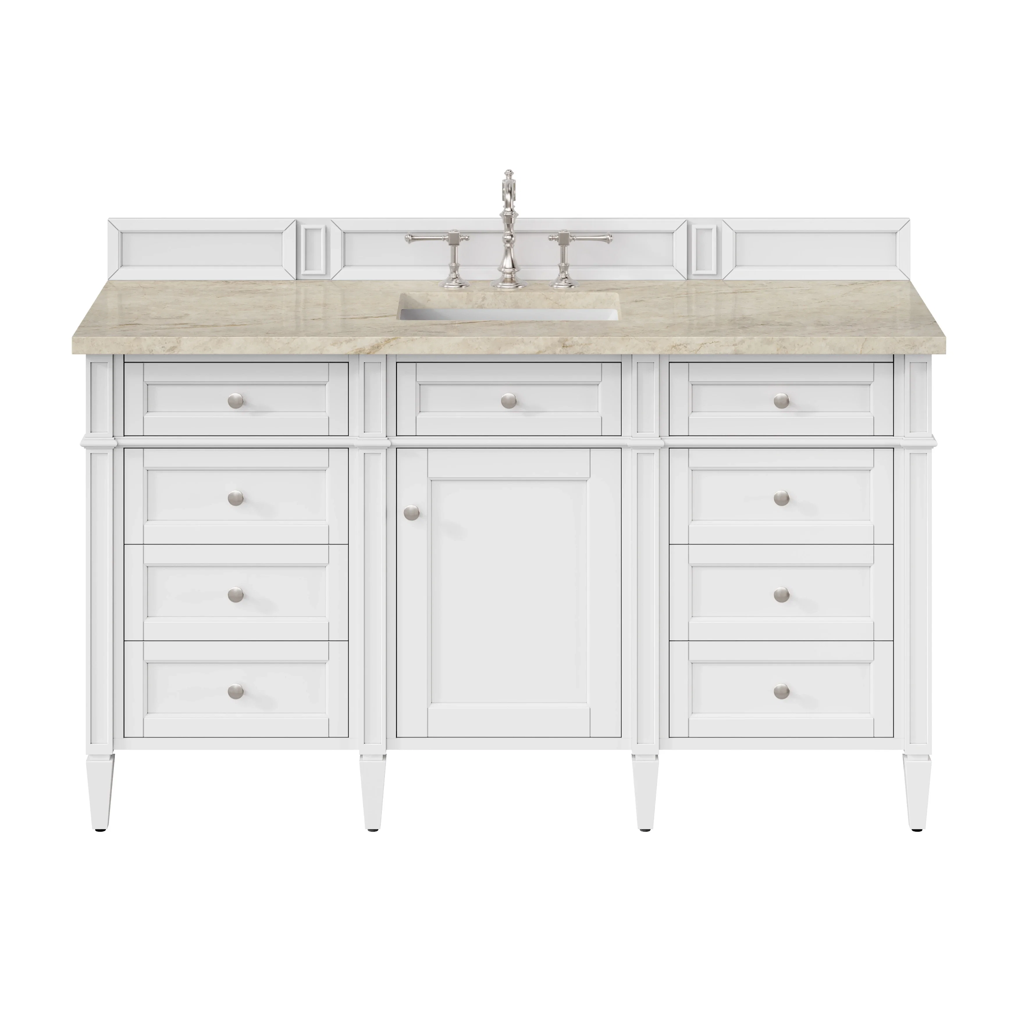 Brittany 60" Single Vanity in Bright White, w/ 3 CM Tajnar Eclos Top