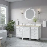 Brittany 60" Single Vanity in Bright White, w/ 3 CM Tajnar Eclos Top