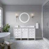 Brittany 60" Single Vanity, Bright White w/ 3 CM Victorian Silver Silestone Top