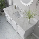 Brittany 60" Single Vanity, Bright White w/ 3 CM Victorian Silver Silestone Top