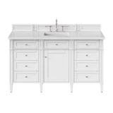 Brittany 60" Single Vanity, Bright White w/ 3 CM White Zeus Silestone Top