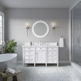 Brittany 60" Single Vanity, Bright White w/ 3 CM White Zeus Silestone Top