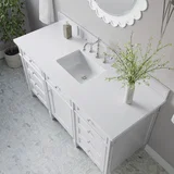 Brittany 60" Single Vanity, Bright White w/ 3 CM White Zeus Silestone Top
