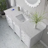 Brittany 60" Single Vanity, Bright White w/ 3 CM Eternal Jasmine Pearl Silestone Top w/FreePower Wireless Charger