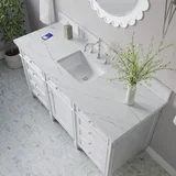 Brittany 60" Single Vanity, Bright White w/ 3 CM Ethereal Noctis Silestone Top w/FreePower Wireless Charger