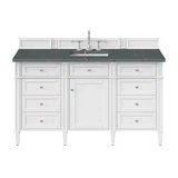 Brittany 60" Single Vanity, Bright White w/ 3 CM Parisien Bleu Silestone Top w/FreePower Wireless Charger