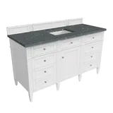 Brittany 60" Single Vanity, Bright White w/ 3 CM Parisien Bleu Silestone Top w/FreePower Wireless Charger