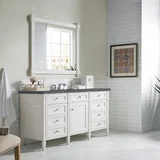 Brittany 60" Single Vanity, Bright White w/ 3 CM Parisien Bleu Silestone Top w/FreePower Wireless Charger