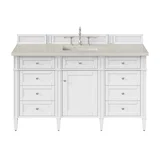 Brittany 60" Single Vanity in Bright White, w/ 3 CM Siberian Silestone Top w/FreePower Wireless Charger
