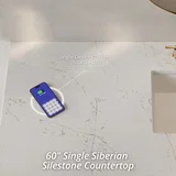 Brittany 60" Single Vanity in Bright White, w/ 3 CM Siberian Silestone Top w/FreePower Wireless Charger