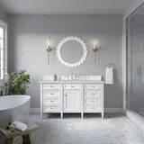 Brittany 60" Single Vanity in Bright White, w/ 3 CM Siberian Silestone Top w/FreePower Wireless Charger
