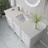Brittany 60" Single Vanity in Bright White, w/ 3 CM Siberian Silestone Top w/FreePower Wireless Charger