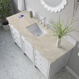 Brittany 60" Single Vanity in Bright White, w/ 3 CM Tajnar Eclos Top w/FreePower Wireless Charger