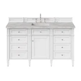 Brittany 60" Single Vanity, Bright White w/ 3 CM Victorian Silver Silestone Top w/FreePower Wireless Charger