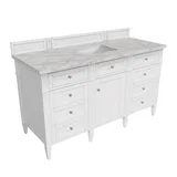 Brittany 60" Single Vanity, Bright White w/ 3 CM Victorian Silver Silestone Top w/FreePower Wireless Charger