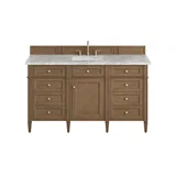 Brittany 60" Single Vanity, Pecan w/ 3 CM Carrara Marble Top