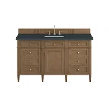 Brittany 60" Single Vanity, Pecan w/ 3 CM Charcoal Soapstone Silestone Top