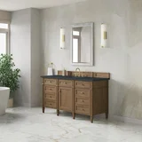 Brittany 60" Single Vanity, Pecan w/ 3 CM Charcoal Soapstone Silestone Top